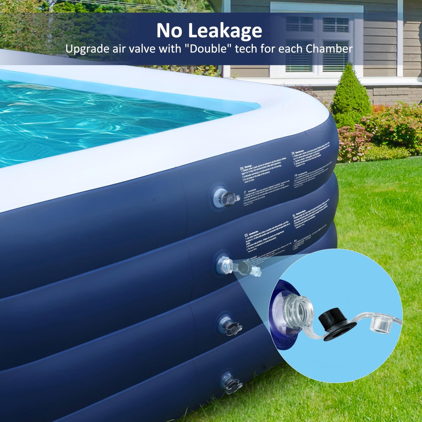 EISENFUER Inflatable Pool for Kids and Adults with No Collapse, 100" X 60" X 30" Deepened Swimming Pool for Toddlers, Outdoor, Garden, Backyard