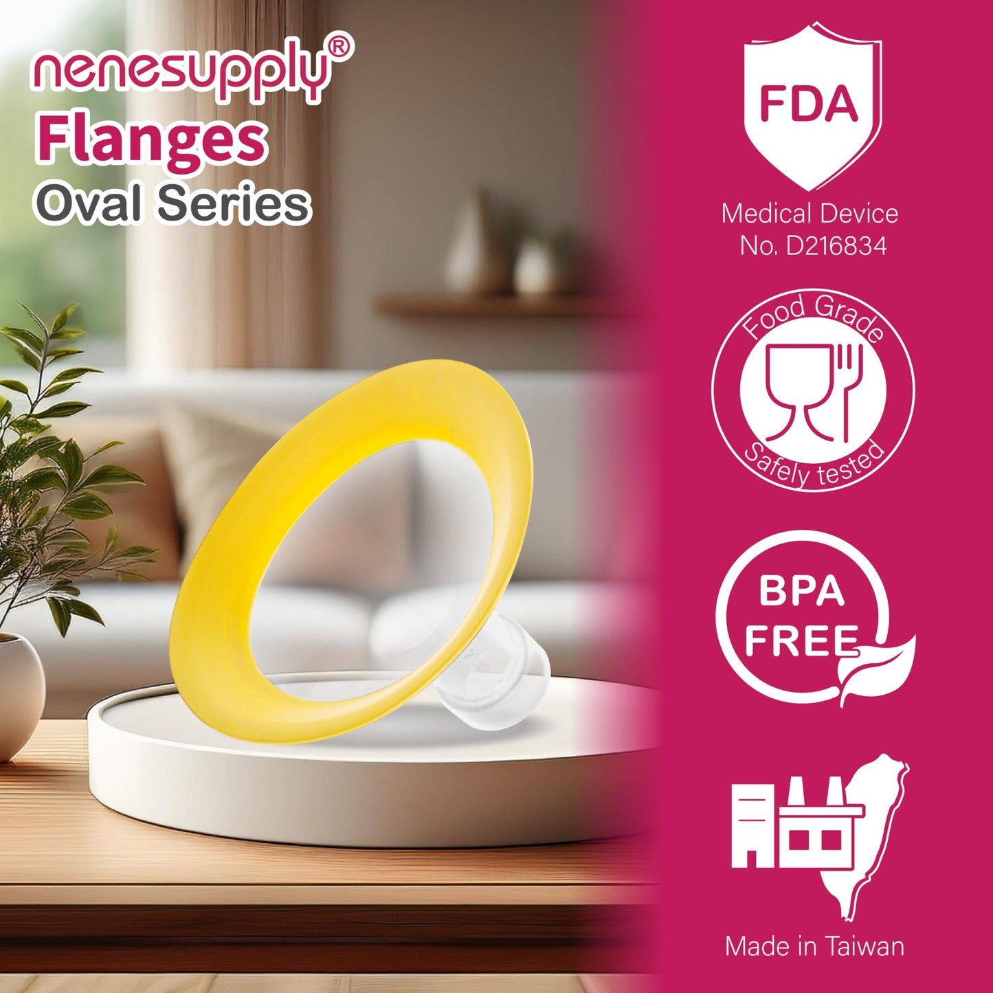 Nenesupply 17mm Oval Flanges Compatible with Medela Breast Pump Parts Replace 17mm Medela Flange Accessories. Work with Pump in Style Parts Symphony Parts Swing Maxi Harmony and Personalfit Flex