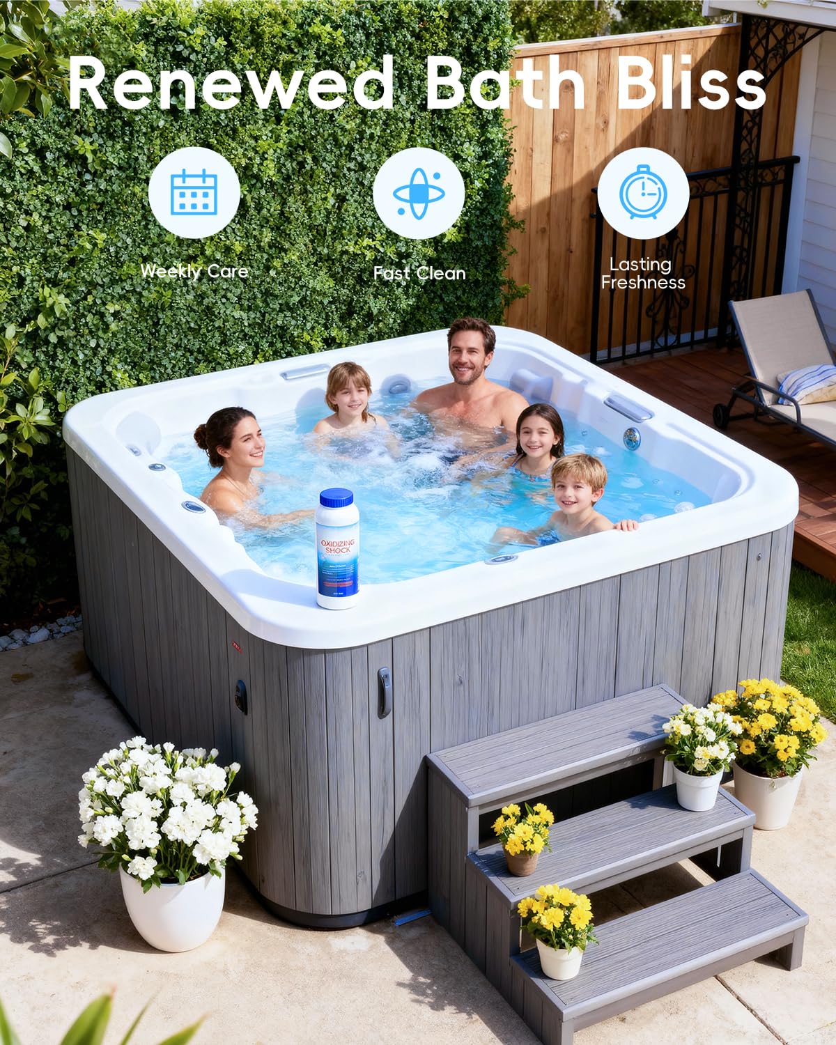 POOLHOUR 32 Oz Chlorine-Free Oxidizing Shock for Hot Tub, Oxidizer for Spas and Swimming Pools, Hot Tub Shock, 1 Pack