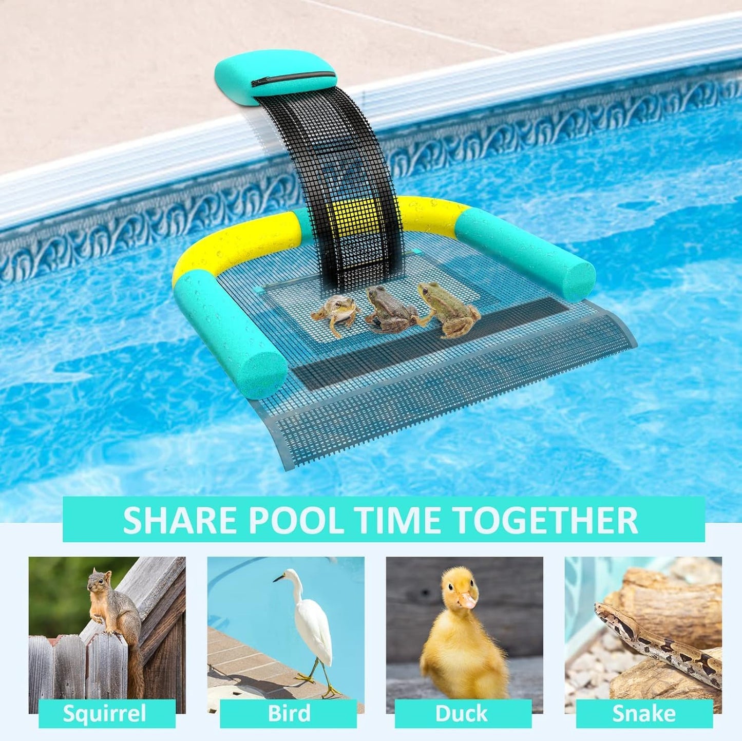 Poolvio Animal Saving Escape Ramp for Pool, Save Critters in Swimming Pool Device Handy, Pool Accessories in Floating Ramp Rescues Saving Frogs, Toads Animal Mice, Birds