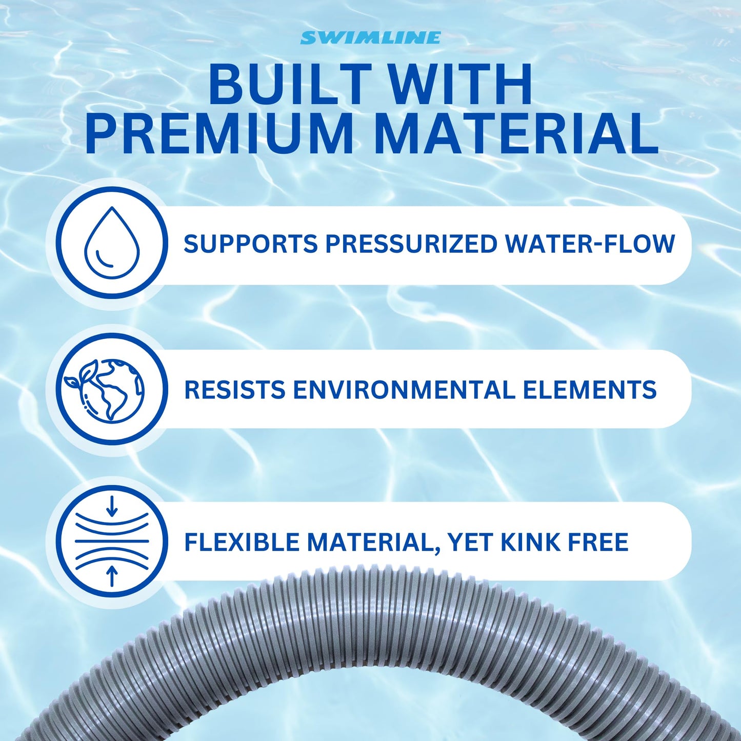 SWIMLINE HYDROTOOLS Pool Pump Filter Connection Hose W/ Cuff | 1.5 Inch X 3 Foot | Heavy-Duty Flexible, Durable & Leakproof | Chemical & UV Resistant | For Above Ground Pools Skimmer Filters & Pumps