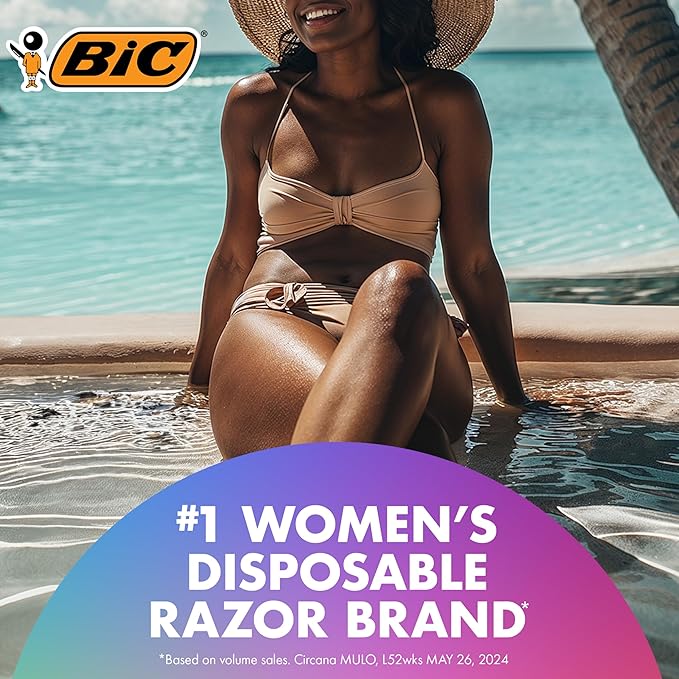 BIC Soleil 3 Colors Women's Disposable 3 Blade Razors, Colorful Handles and Moisture Strip, 10-Pack