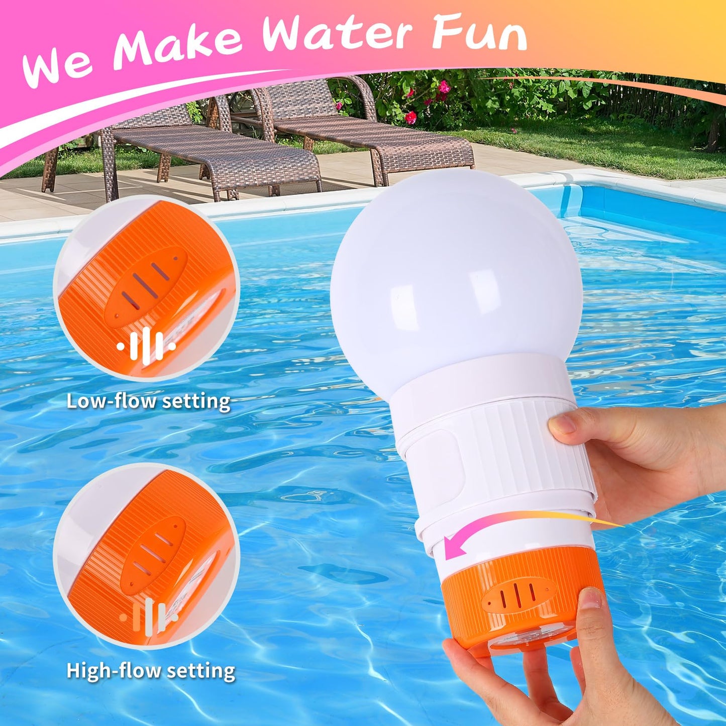 Solar Pool Chlorine Floater, Chlorines Floater with Light, Glow in Dark Chlorines Tablet Floater, Flame-Orange, 11 Inch