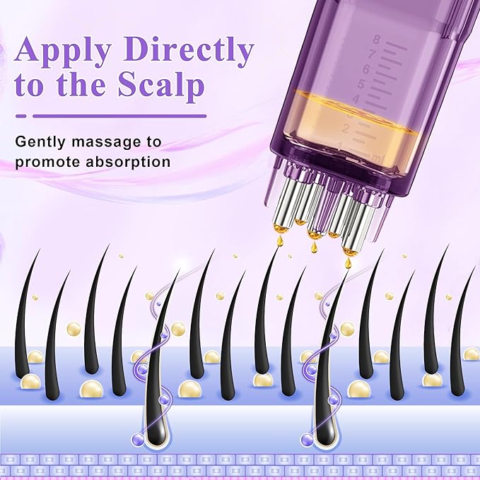 2 PCS Minoxidil Applicators with Cleaning Brush and Dropper, Anglecai Scalp Applicator Comb for Hair Oil Applicator Brush, Minoxidil Brushes for Scalp Applicator Comb for Hair Growth (White+Purple)
