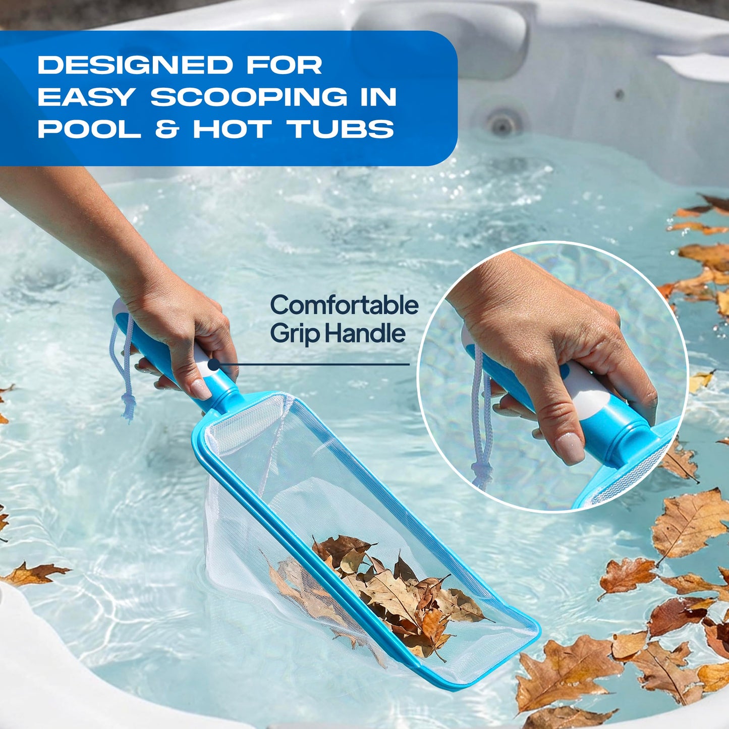 The Skimmie Swim-N-Scoop in-Pool Handheld Skimmer Net for Scooping Debris, Leaves, and Bugs While Swimming