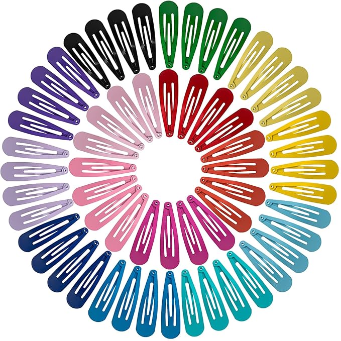 BetyBedy 60 Pcs Hair Barrettes, Non-Slip Hair Clips, 2 Inch Metal Hairpins Accessories for Toddlers, Girls, Kids, Teens, Women (15 Assorted Colors)
