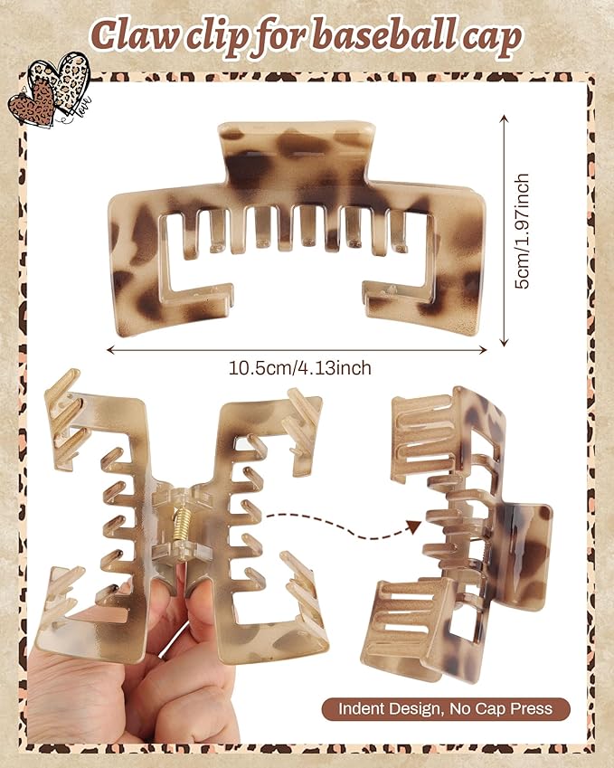 Hat-Friendly Claw Clips for Baseball Caps - 4 Pcs Trucker Hat Hair Clips for Women, Claw Clips for Thick Hair Hat Hairstyles, Gifts Hair Accessories