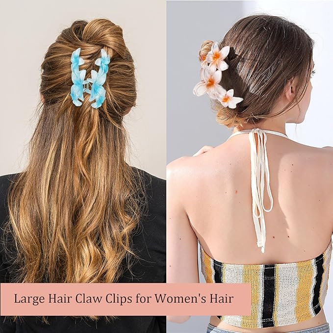 Ondder 4 Pcs Flower Hair Clips for Women Big Flower Claw Clips Large Matte Hair Clips for Thick Hair Non Slip Strong Hold Jaw Hair Clips for Women's Hair Flower Hair Accessories for Women Girls