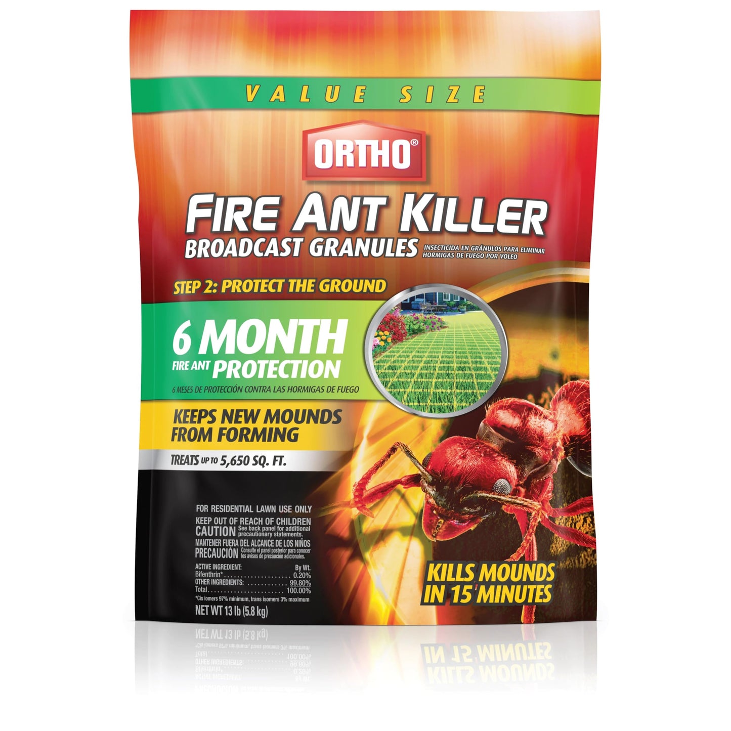 Ortho Fire Ant Killer Broadcast Granules - Fire Ant Granules for Outdoors, Kills Mounds in 15 Minutes, 6 Month Protection, Treats Up to 5,650 sq. ft., 13 lb.
