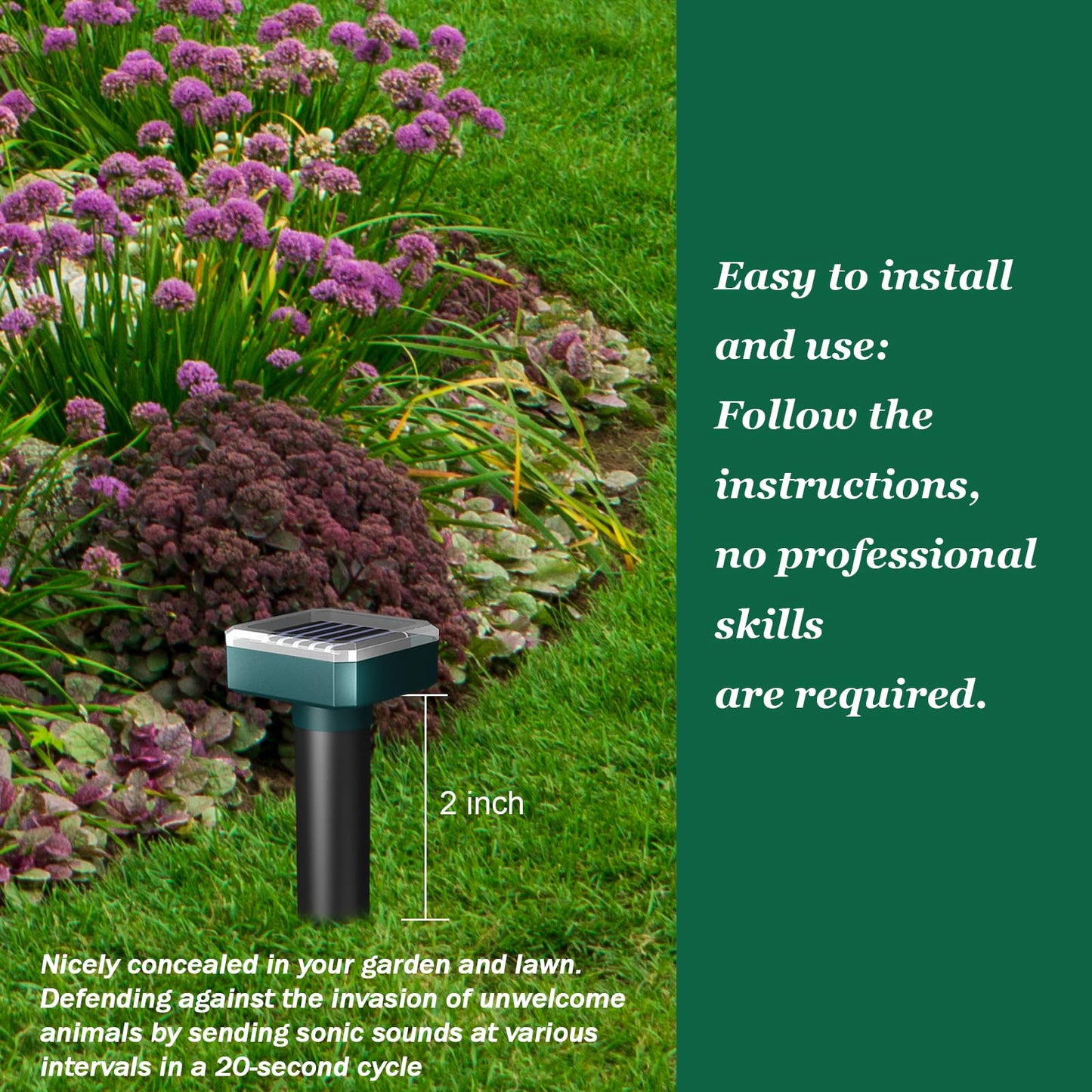 Deer Repellent Devices, Sonic & Solar-Powered Outdoor Deer Deterrent for Garden Plants, 7000 Sq Ft Coverage, Waterproof Sonic Repeller to Keep Deer and Rabbits Away (4)