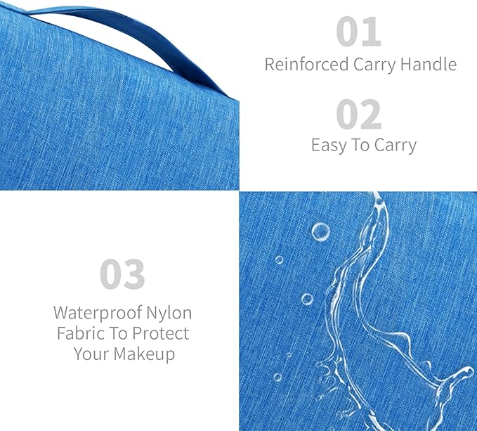Large Capacity Toiletry Bag Travel Bag with Hanging Hook for Men and Women Waterproof Travel Cosmetic Bag Bathroom Storage Bag for Brushes Set, Full-Sized Shampoo, Toiletries, (Sky Blue)