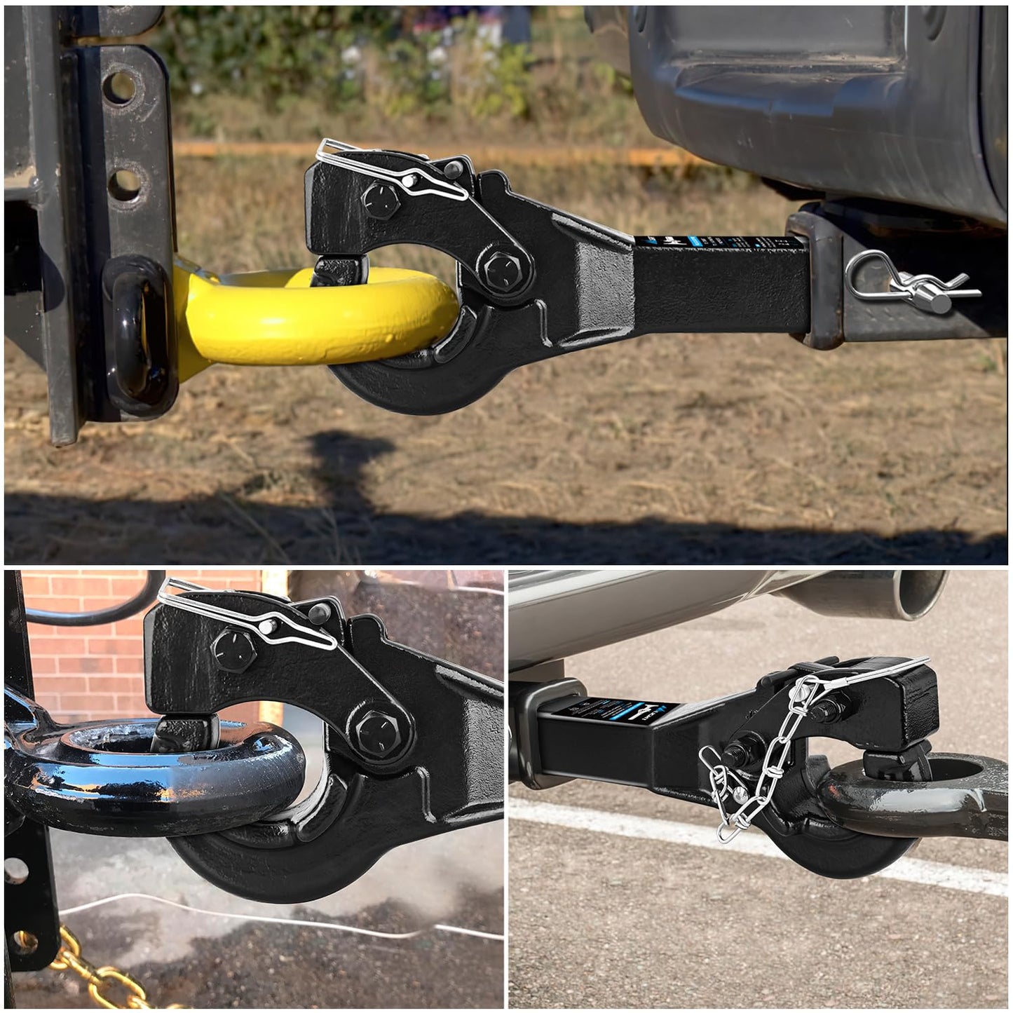 Nilight 10-TON Pintle Hitch for 2-Inch Receiver Hook Military Receiver 20000LBS,Fits 2-1/2 in Lunette Ring, Gloss Black Powder Coat
