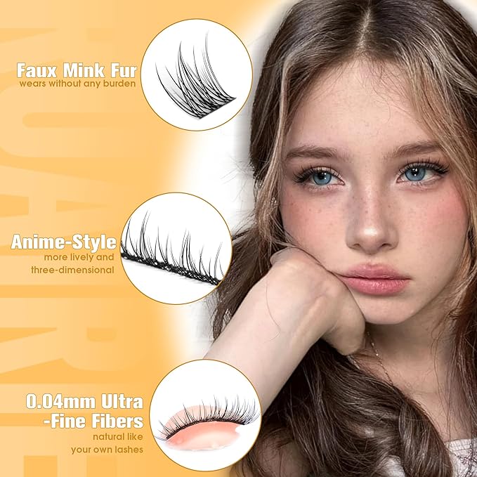 Natural Lash Clusters Manga Cluster Eyelash Extensions 180PCS Wispy Eyelash Clusters C-Curly Lashes Clusters 11-13mm Eyelash Extensions with Thin Band DIY at Home Individual Lashes by Ruairie