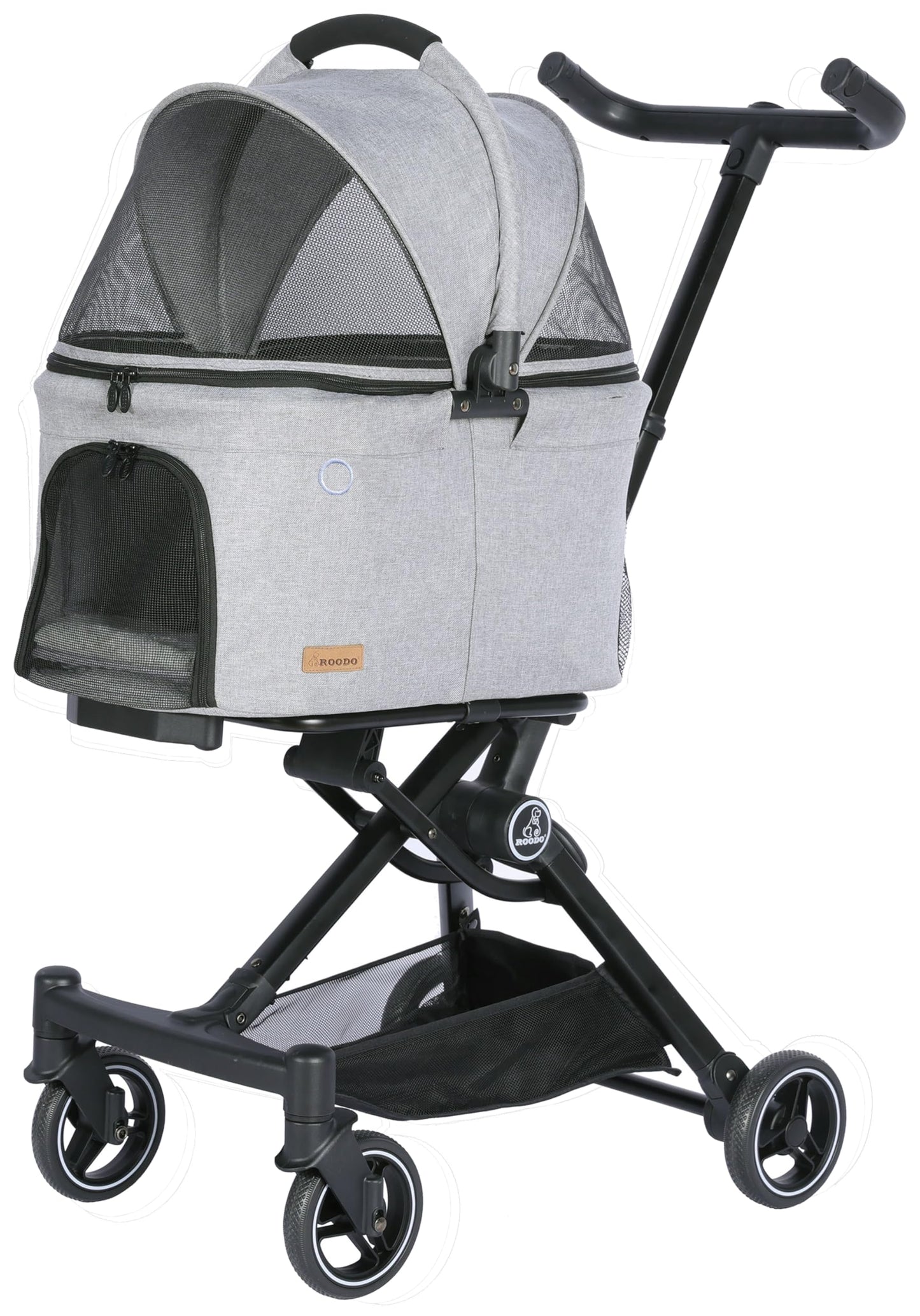 ROODO 2026 Upgraded Version 3 in 1 Dog Cat Stroller with Detachable Carrier Lightweight Folding Portable All Terrain Pet Travel System Puppy Kitty Doggie Bunny Stroller for 30lbs (Light Grey)