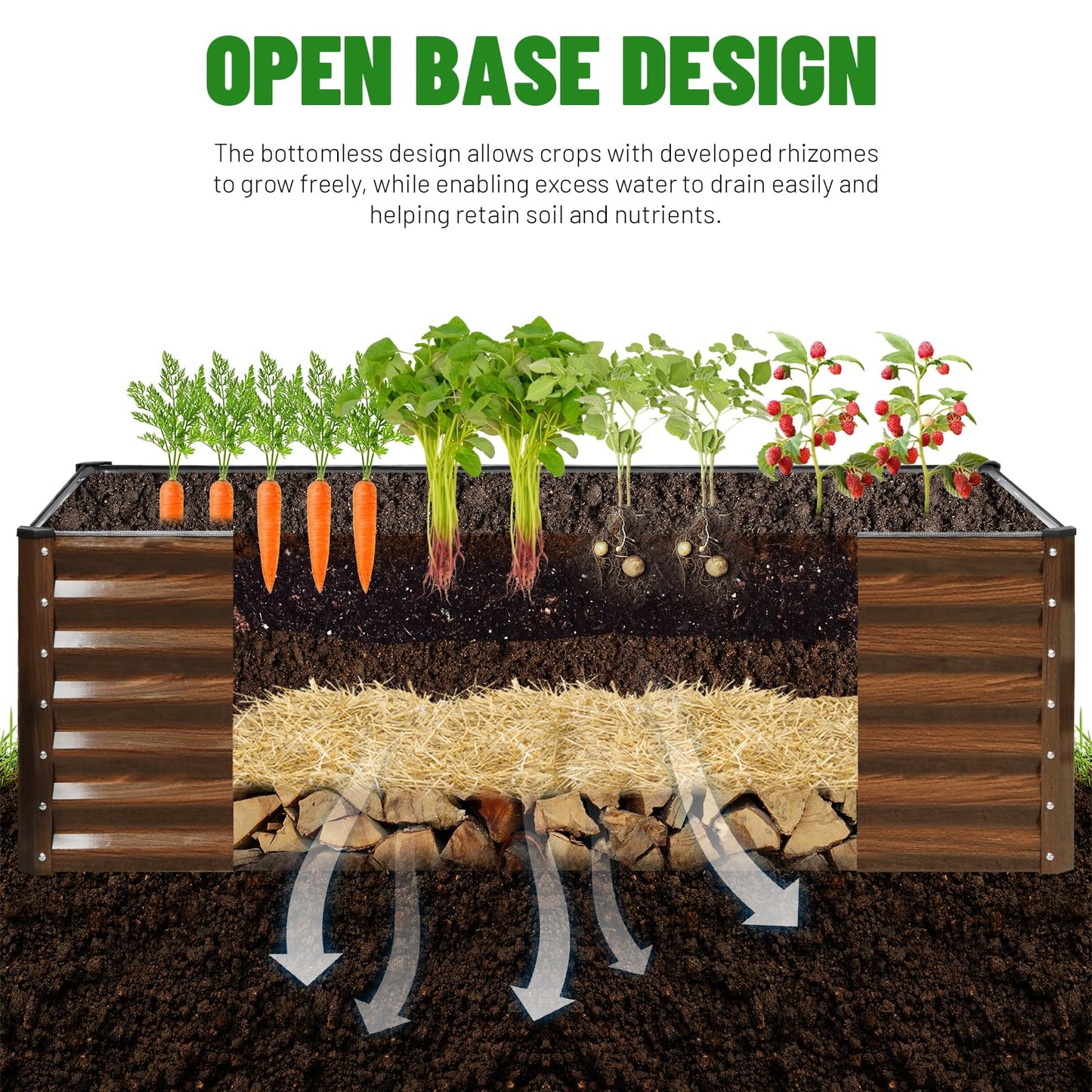 SnugNiture Galvanized Raised Garden Bed 8x4x2FT Outdoor Large Metal Planter Box Steel Kit for Planting Vegetables, Flowers