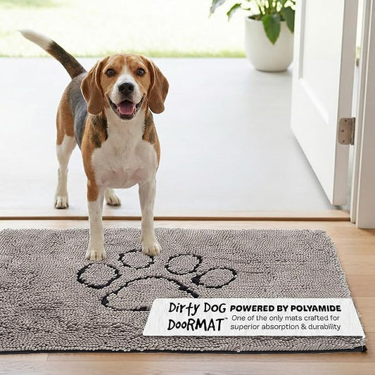 Dog Gone Smart Dirty Dog Doormat - Fast Drying Rug with Super Gripper Backing for Clean Floors - Super Absorbent and Machine Washable Mat for Muddy Paws - Grey