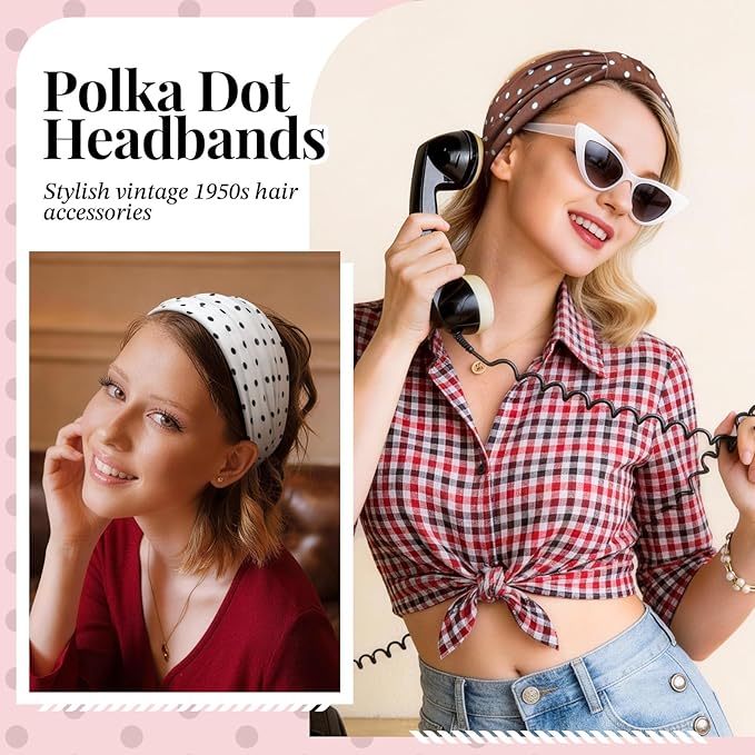 Awumbuk Wide Headbands for Women Knotted No Slip Head Bands Soft Turban Headband Hair Accessories Boho African Solid Color Head Wraps for Women Yoga Workout Pack of 6