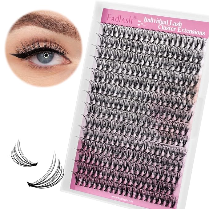Individual Lashes Large Tray D Curl Lash Clusters 10D 20D 30D 40D Individual Lash Extensions Cluster Lashes Lash Extension Supplies Eyelash Clusters (20D-0.07D, 16mm)