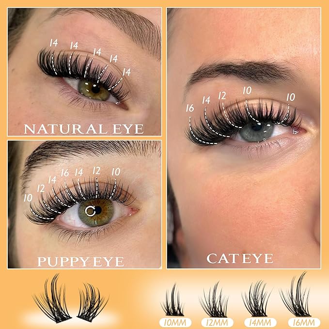 Lash Clusters Wispy Lashes Clusters Volume Manga Eyelash Clusters Natural Cluster Eyelashes Extensions DIY 10-16mm 120pcs Lash Extension C Curly False Lash Clusters with Thin Band by Ruairie