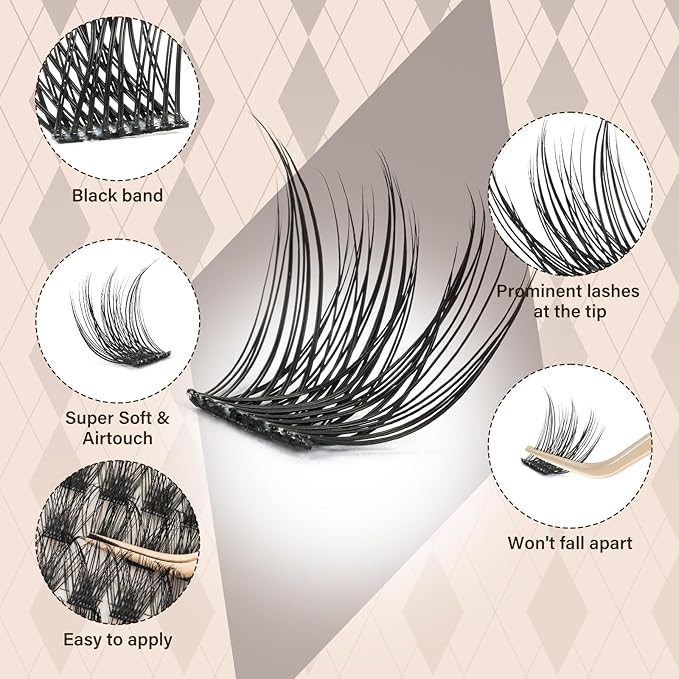 JMS&JMS DIY Lash Clusters Kit Fluffy Lash Extension Kit D Curl Eyelash Kit with Lash Bond and Seal, Lash Remover, Lash Tweezers at Home(JMS03-8-18mix)