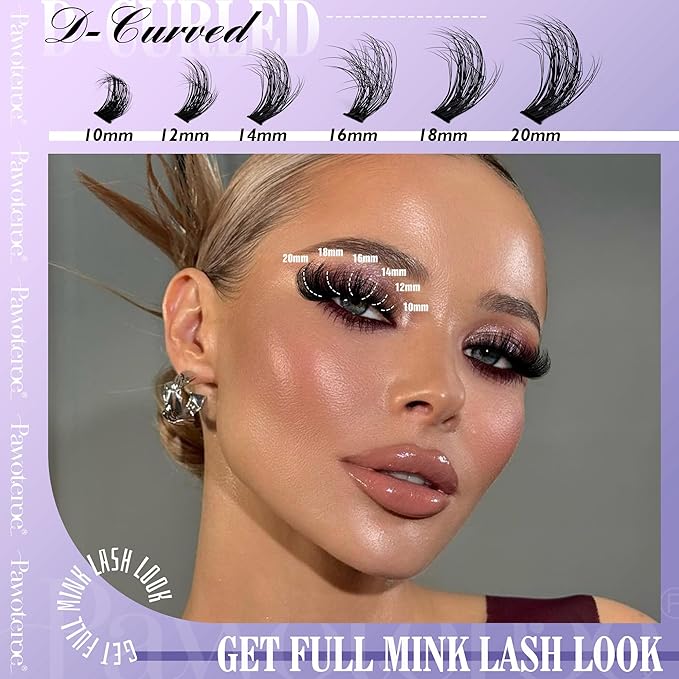 Lash Extension Kit Lash Clusters 80D Full DIY Cluster Eyelash Extension Kit 10-20mm Individual Lashes Mink with Lash Bond and Seal, Lash Tweezers for Self Application (Mink 80D,10-20mm, Kit)