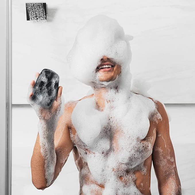 MANSCAPED® The Body Buffer Premium Silicone Scrubber for Nourishing, Cleaning & Exfoliating Your Skin - Lather Boosting Bristles with Ergonomic No-Slip Handle, Long-Lasting & Easy to Clean (2-Pack)