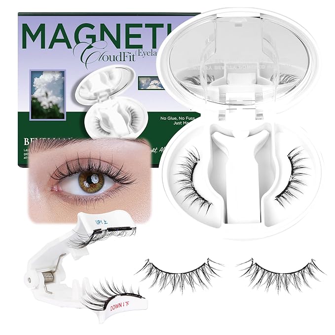 BEYELIAN Portable Magnetic Eyelashes with Applicator Kit All-In-One Box, Upgrade Soft Reusable Magnetic Lashes, No Glue Needed False EyelashesAYT35 (Lightweight & Comfortable)