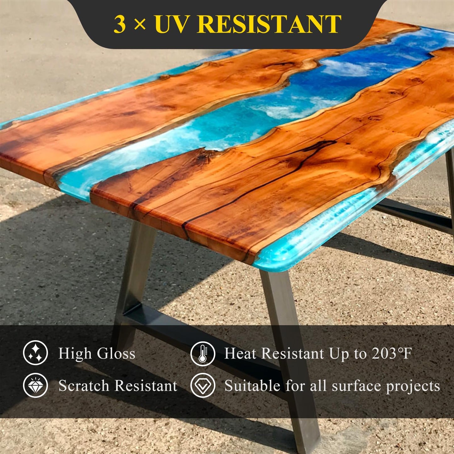 68OZ 3×UV Resistant Resin Kit,No Bubble & Crystal Clear Epoxy Resin for Coating, Casting, Table Top,DIY, Bar Top, River Tables, Resin Art, Wood with High Gloss Finish