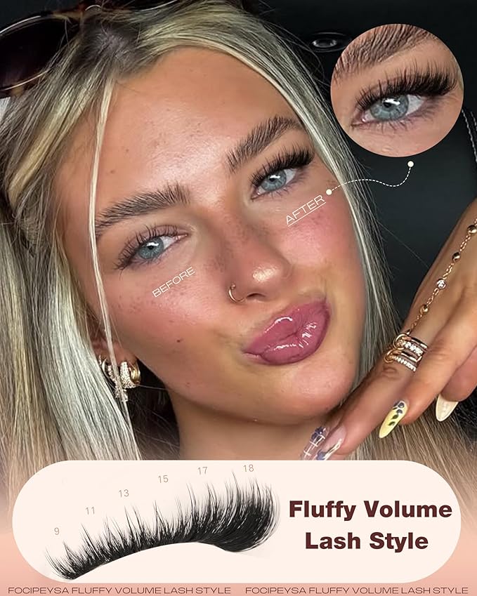 Fluffy Lash Clusters Wispy Eyelash Clusters Natural Lash Clusters Volume DIY Eyelash Extensions 12-18mm Individual Lashes Clusters for Dramatic Look Soft Thin Lash Band by Focipeysa Lashes