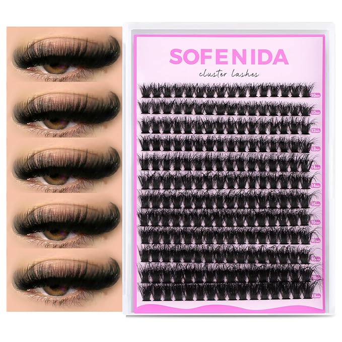 SOFENIDA Lash Clusters 80D Individual Cluster Lashes 10-18mm Volume Eyelash Clusters D Curly Cluster Eyelash Extensions 3D Thick Lash Clusters Wispy Lashes Clusters(80D-10-18MIX Lashes)