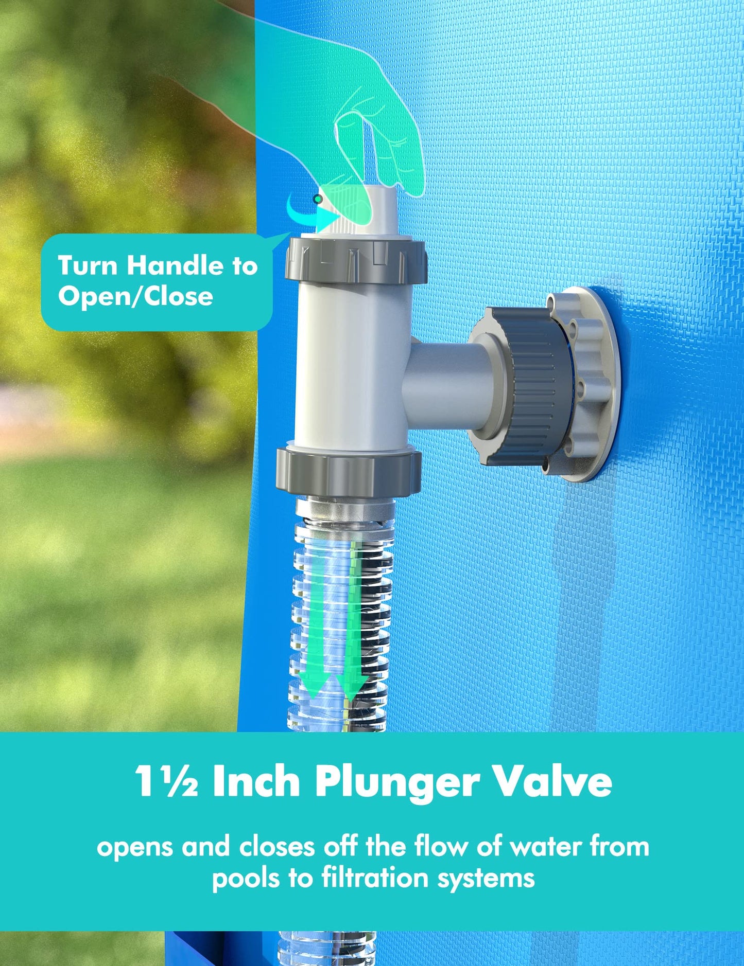 MASCARRY Above Ground Pool Parts, Plunger Valves for Pools Replacement Parts, Pool Pump Part with On Off Plunger Valves, 1.5" Outlet Strainer & Inlet Nozzle, Pool Hose Adapter for Sand Pump