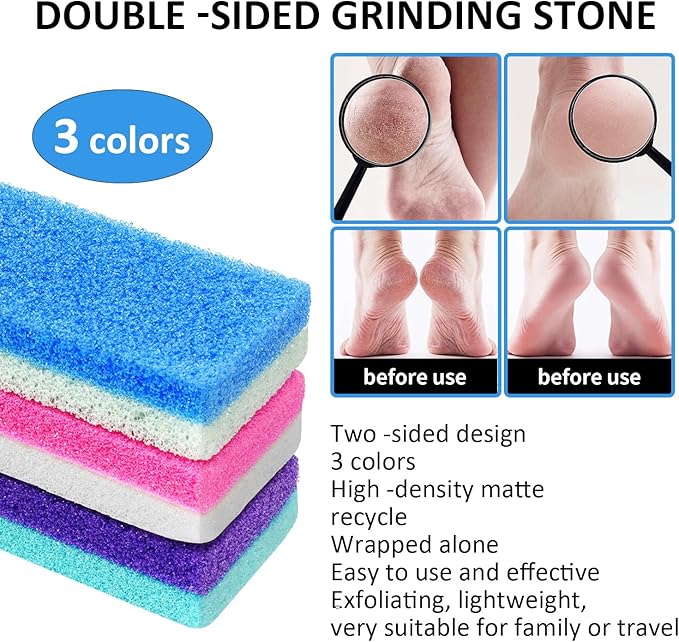 NYQIUGER 6Pcs Professional Pedicure Foot Pumice Stone for Feet Skin Callus Remover and Scrubber for Dead Skins Sided