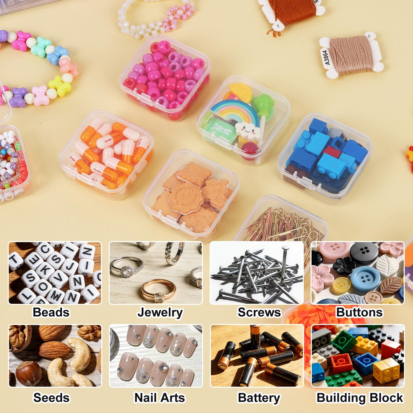 SGHUO Bead Organizer Box, 84 pcs Small Organizers, 4-Tier Stackable Storage Container Box for Art Craft Storage, Washi Tape, Kids Toys, Jewelry, Beauty & Sewing Supplies