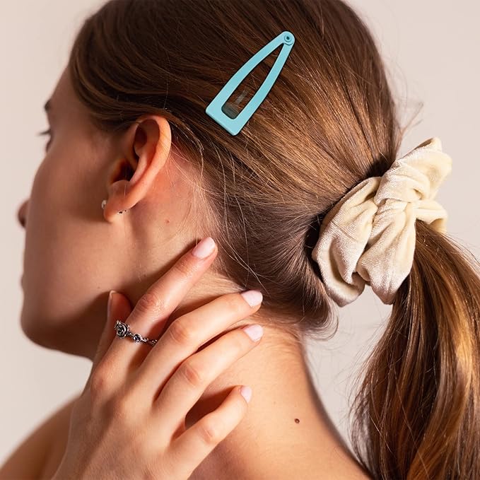Chinco 24 Pcs Double Grip Hair Clips Metal Snap Clips Women Barrettes for Hair Making, Salon Supplies(Light Blue,2 Inch)
