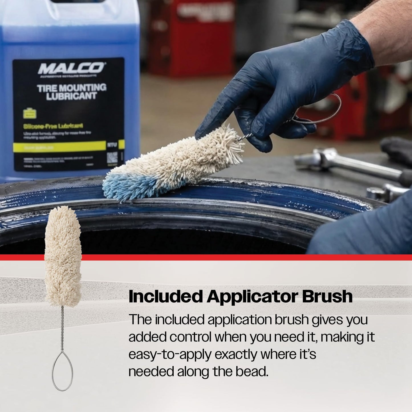 Malco Tire Mounting and Demounting Lubricant with Applicator - Tire Lube for Changing Tires/Improved Bead Seal & Rust Protection for Automotive, Truck, Farm, and Construction Tires