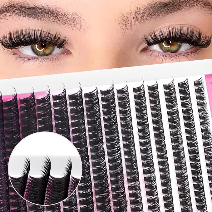 FADLASH Lash Clusters Natural Eyelash Clusters 60D Individual Cluster Eyelash Extensions 12-18mm D Curl Fluffy Eyelash Extensions (60D, 12-18mm)