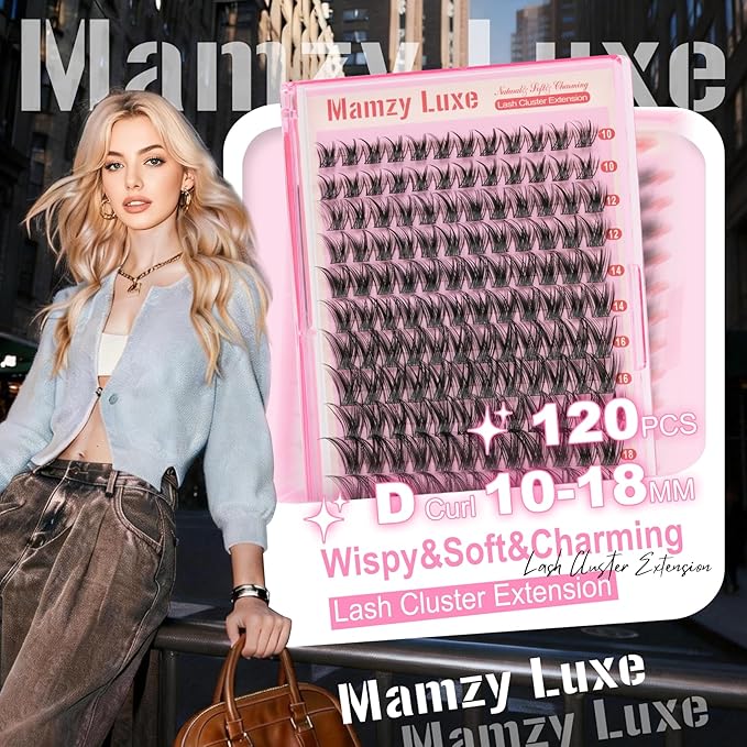 Lash Clusters Wispy Eyelash Clusters D Curly 10-18MM Cluster Eyelash Extensions 144PCS Individual Lashes Thin Soft Lashes Clusters Band DIY False Eyelashes Extension