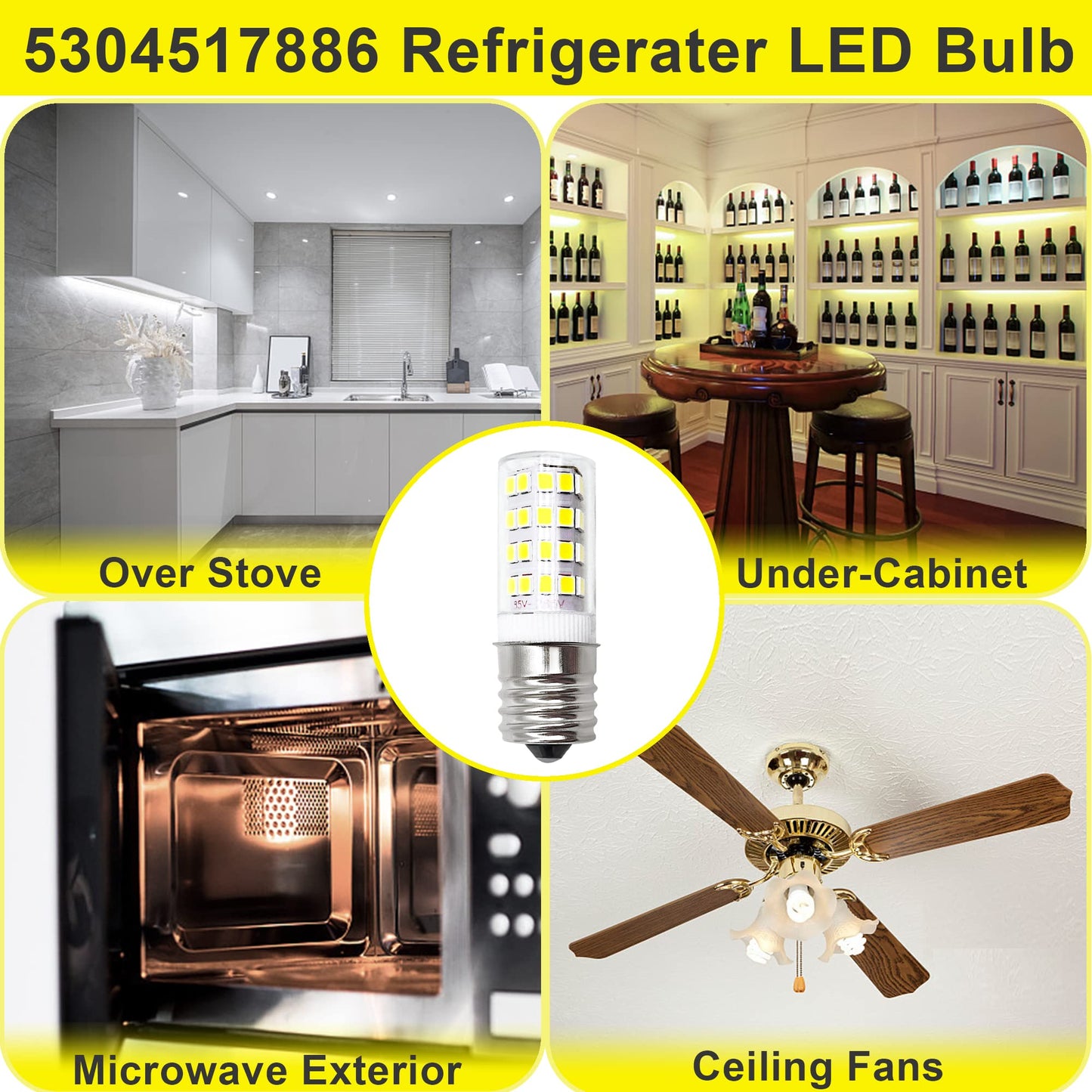 SigeIy 5304517886 KEI D28a KEL2811 LED Bulb*2 E17 3.8W Compatible with Frigidaire Kenmore Electrolux Crosley 100V-265V Freezer Lamp Replace 5304498578 7297114000 7241552801 5304495326
