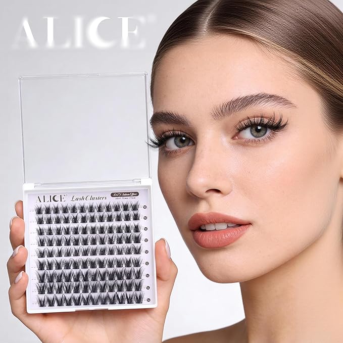 ALICE Lash Clusters Wispy Eyelash Clusters Short 10-14mm Cluster Eyelash Extensions Natural Volume Lash Extensions Thin Band DIY Individual Lashes