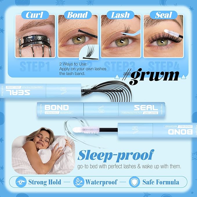 Wispy Lash Clusters Kit 10-12MM Natural Cluster Eyelash Extensions 192PCS DIY Lash for Everyday Wear, with Invisible Clear Band & Lifted CC Curl | Includes Lash Bond and Seal Glue & Precision Tweezers