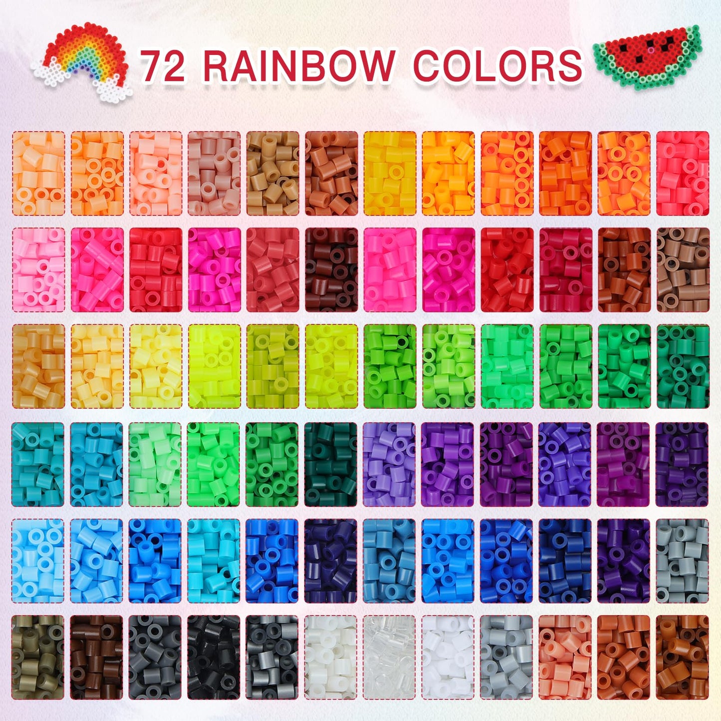 QUEFE Fuse Beads Kit 15000 Pcs 72 Colors 5mm Beads Craft Kit Including Pegboard, Melting Beads, Ironing Paper, Tweezers & Colorful Hooks, Christmas Home School Arts and Crafts Supplies for Girls