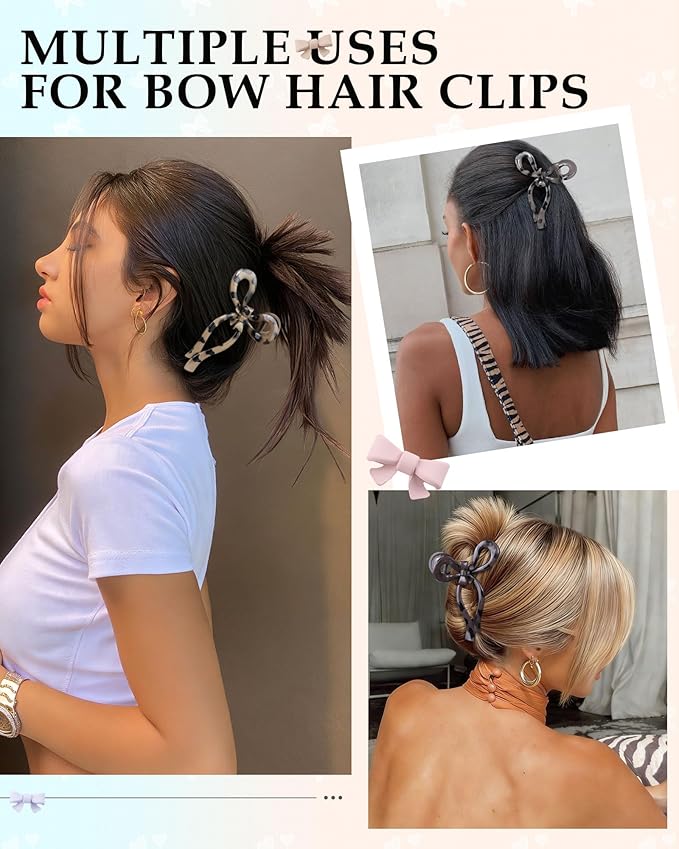4 PCS Bow Hair Clips for Women Bow Claw Clip 5" Extra Large Hair Claw Clips for Thick and Long Hair Cute Bows Big Clip