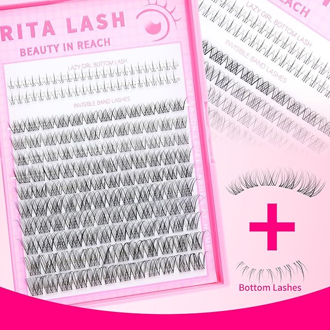 Venus Lash Clusters+Bottom Lash Clusters 5-6mm Bottom Lashes Cluster Lashes Individual Lashes DIY Clusters Eyelash Extensions Natural Look False Eyelashes Thin Invisible Lash Band(Venus,8-16mm)