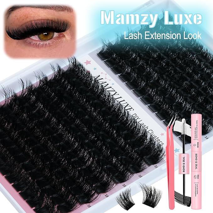 Thick Lash Clusters Kit 10-18MM 156Pcs Individual Lashes Clusters 200D Eyelash Clusters Kit Full Volume False Eyelashes Dramatic Luxury Cluster Eyelash Extension Kit by MAMZY LUXE