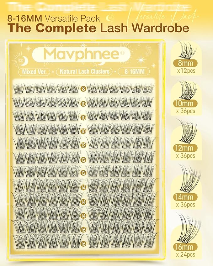 Natural Lash Clusters 8-16MM Wispy Eyelash Clusters with CC-Curly & Clear Band PestaÃÂ±as Postizas Naturales 144Pcs DIY Eyelash Extensions at Home, Easy to Wear For Daily Makeup