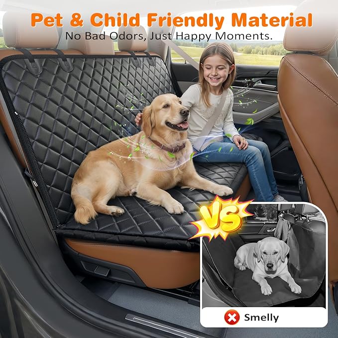 URPOWER 5 in 1 Dog Car Seat Cover for Back Seat, Waterproof Dog Hammock with Mesh Window and Side Flap Pet Car Seat Protector Dogs Backseat Cover for Cars, Mid-Size SUVs & Trucks