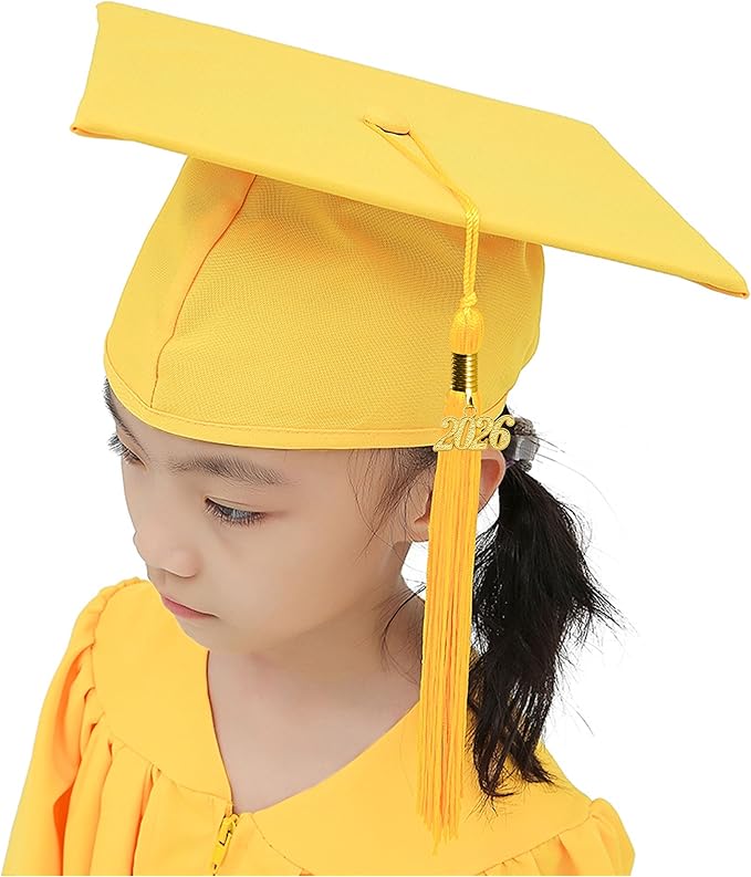 GraduationMall Matte Kindergarten & Preschool Graduation Cap for Kids with 2026 Tassel Black