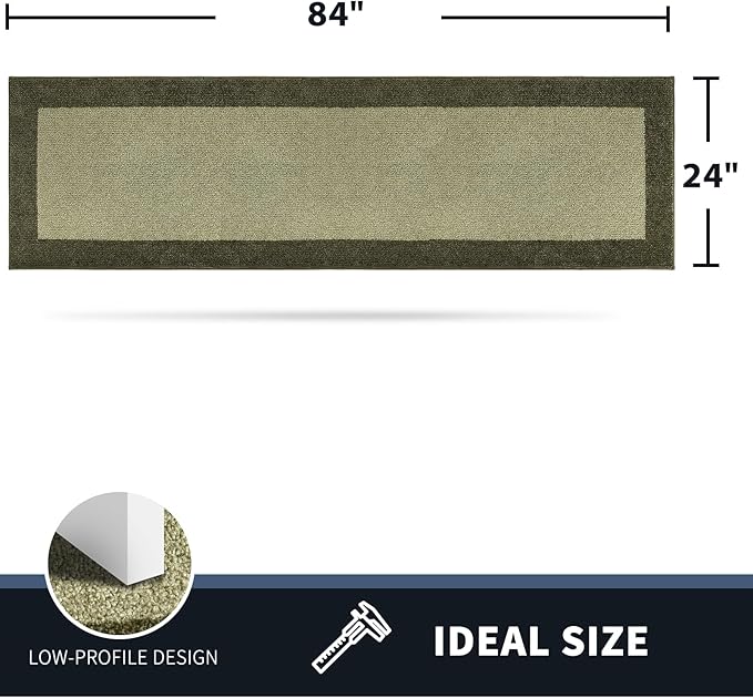 PURRUGS Dirt Trapping Door Mat 24" x 84", Non-Slip Washable Entry Mat, Dog Doormat, Front Door Mat, Super Absorbent Entrance Mat for Muddy Shoes & Paws, Budding Green & Sage Green
