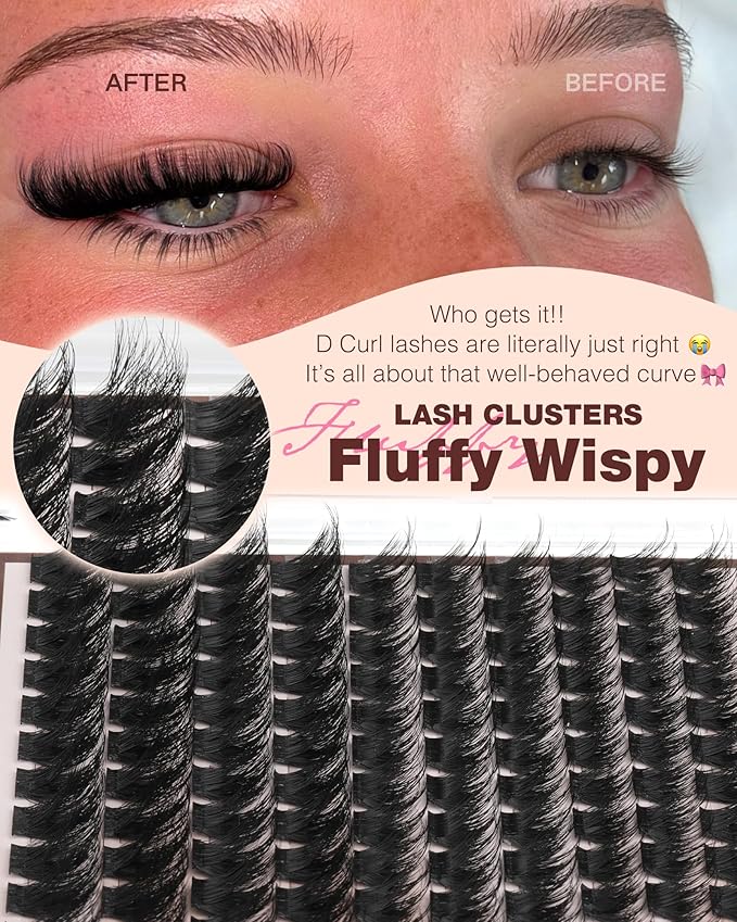 Fluffy Lash Clusters Wispy Eyelash Clusters Natural Lash Clusters Volume DIY Eyelash Extensions 12-18mm with Bottom Lashes Soft Thin Band Individual Lashes for Dramatic Look by Focipeysa Lashes