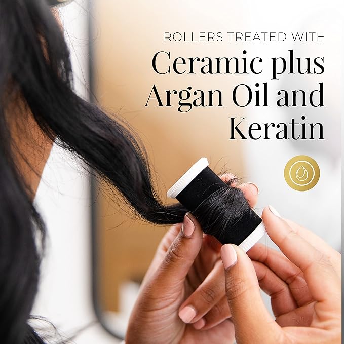 Remington Shine Therapy Argan Oil & Keratin Treated Hot Rollers Set, Professional Hair Curlers for Setting All Hair Lengths from Short and Medium to Long